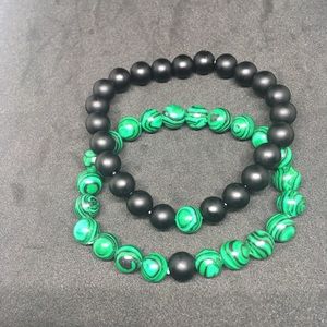 Malachite & lava Beads Chakra 2 Bracelets Couples bracelet.